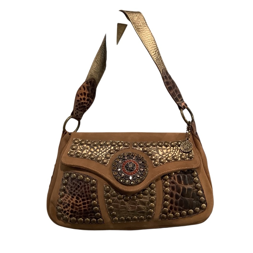 Leather Rock Elegant Brown &Bronze and Studded Genuine Leather Bag USA HAND MADE